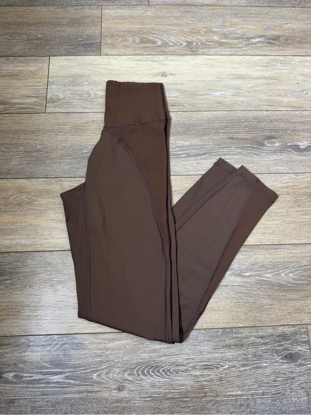 aerie Chocolate Brown High-Rise Ribbed-Waist Leggings